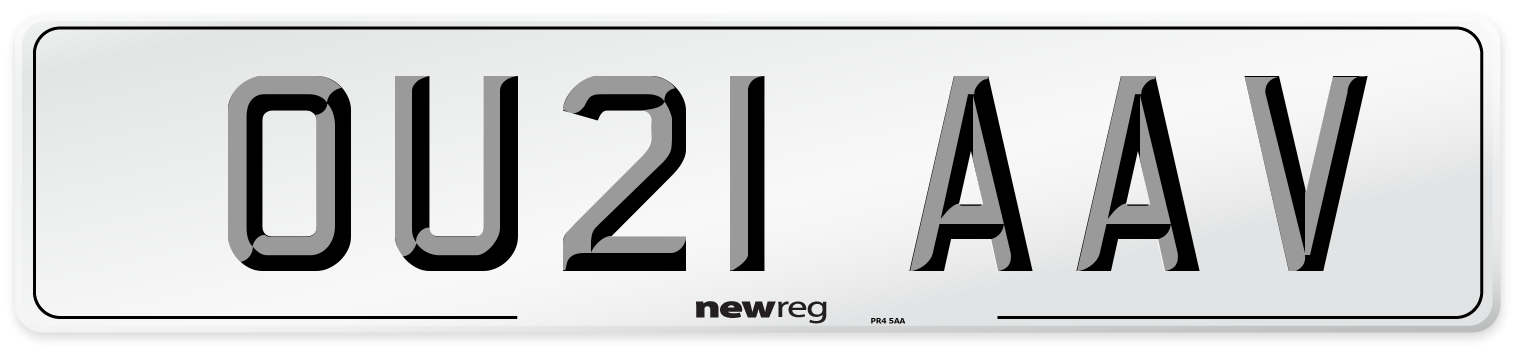 OU21 AAV Number Plate from New Reg